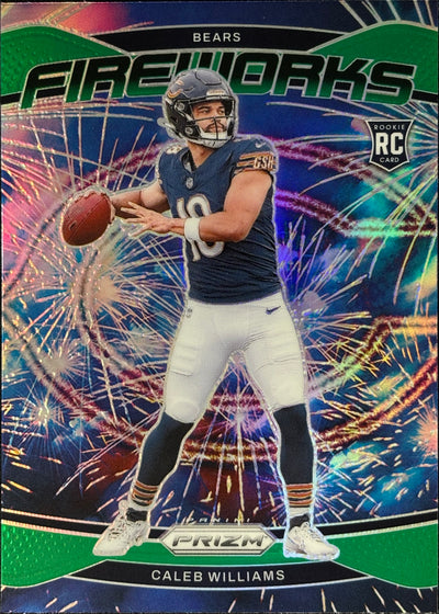 Caleb Williams Prizm Fireworks Green Rookie Bears