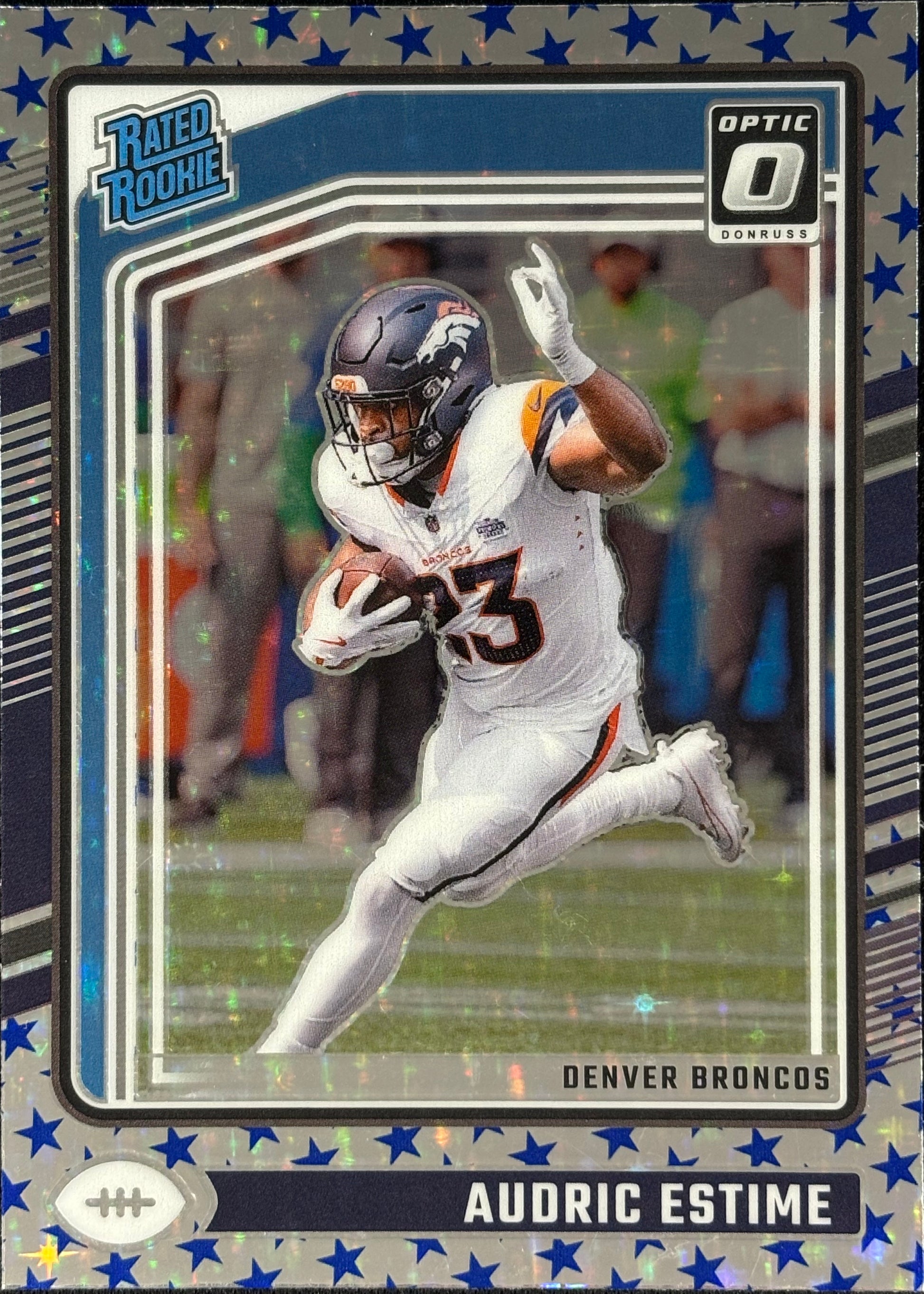 Audric Estime Optic Stars Rookie Broncos Sports Card