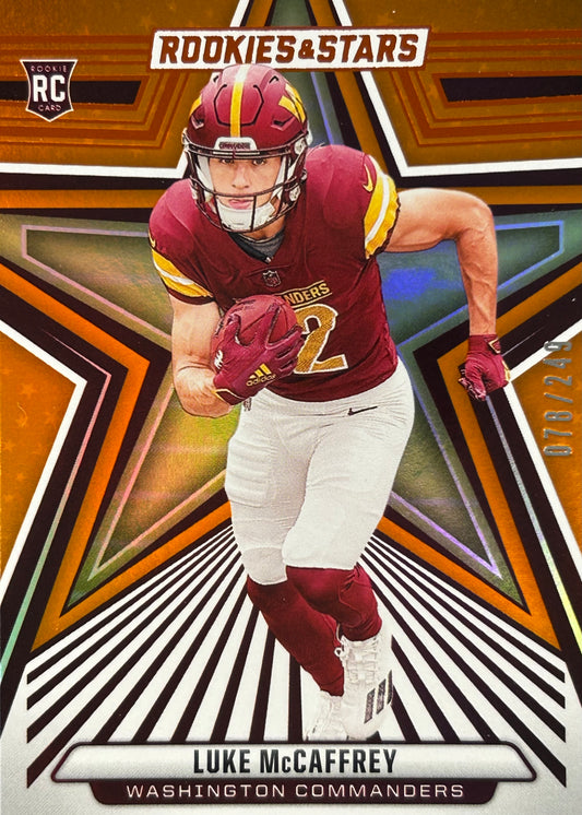 Luke McCaffrey R&S Orange /249 Rookie Commanders