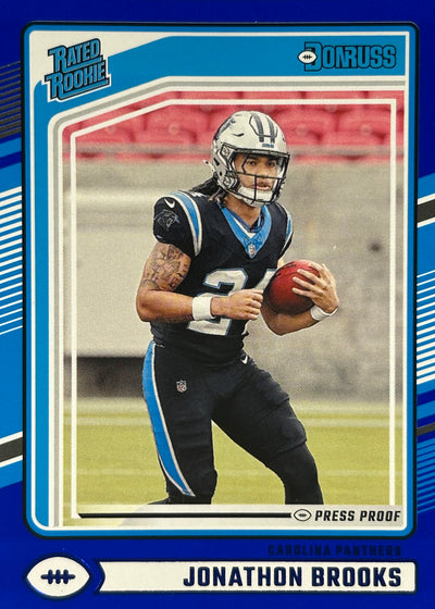 Jonathan Brooks Donruss Blue Press Proof Rated Rookie Panthers