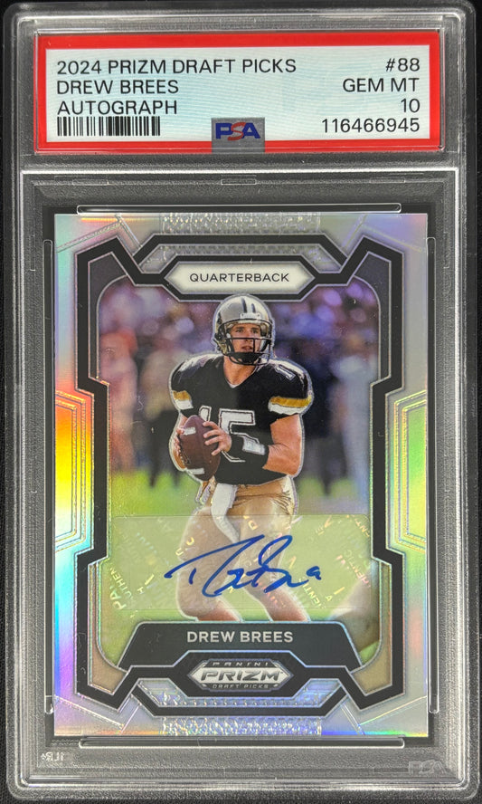 Drew Brees 2024 Prizm Draft Auto PSA 10 Saints