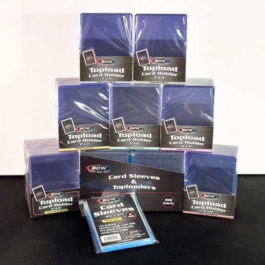 Ultimate BCW Toploader Card Holder Supplies Kit (Thick Toploaders & Sleeves)