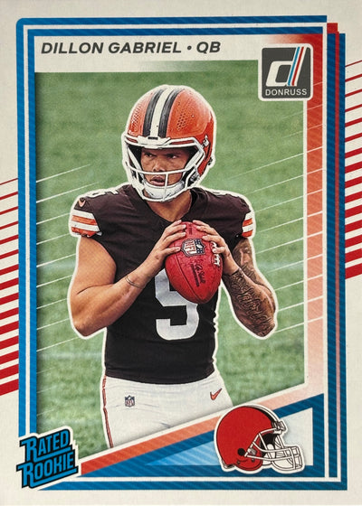 Football trading card of Dillon Gabriel with team colors and branding.