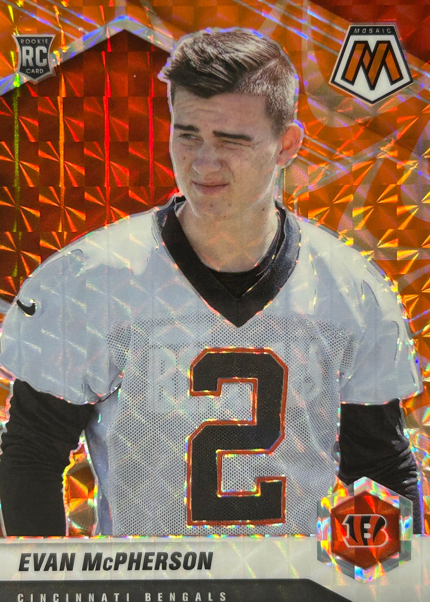 Evan McPherson Mosaic Orange Reactive Rookie Bengals