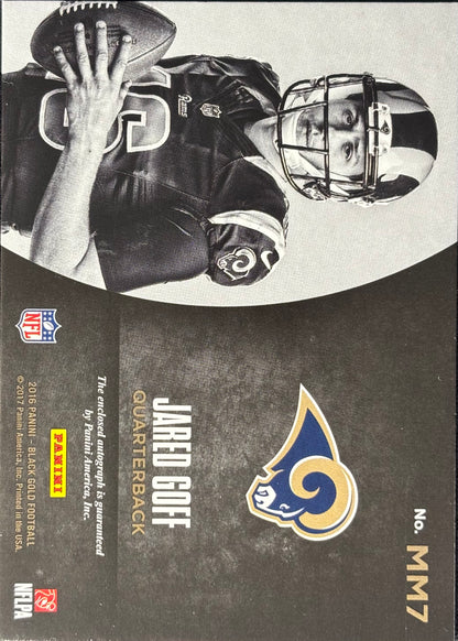 Jared Goff Black Gold Metallic Marks Auto /50 Rams Lions