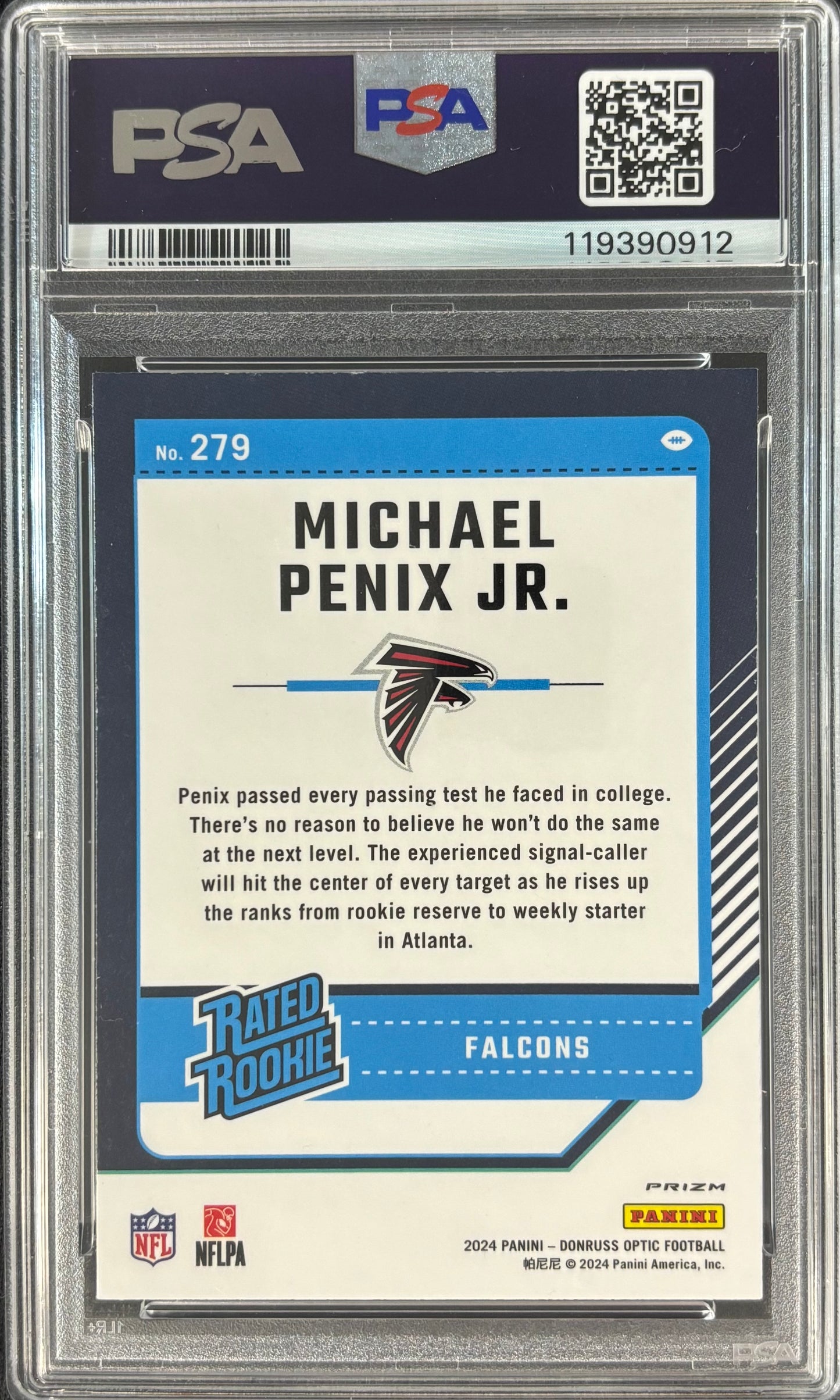 Michael Penix Jr. Optic Blue Hyper PSA 8 Rookie Falcons