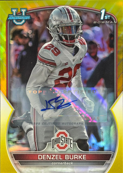 Denzel Burke Bowman U Chrome Yellwo Auto /75 Browns