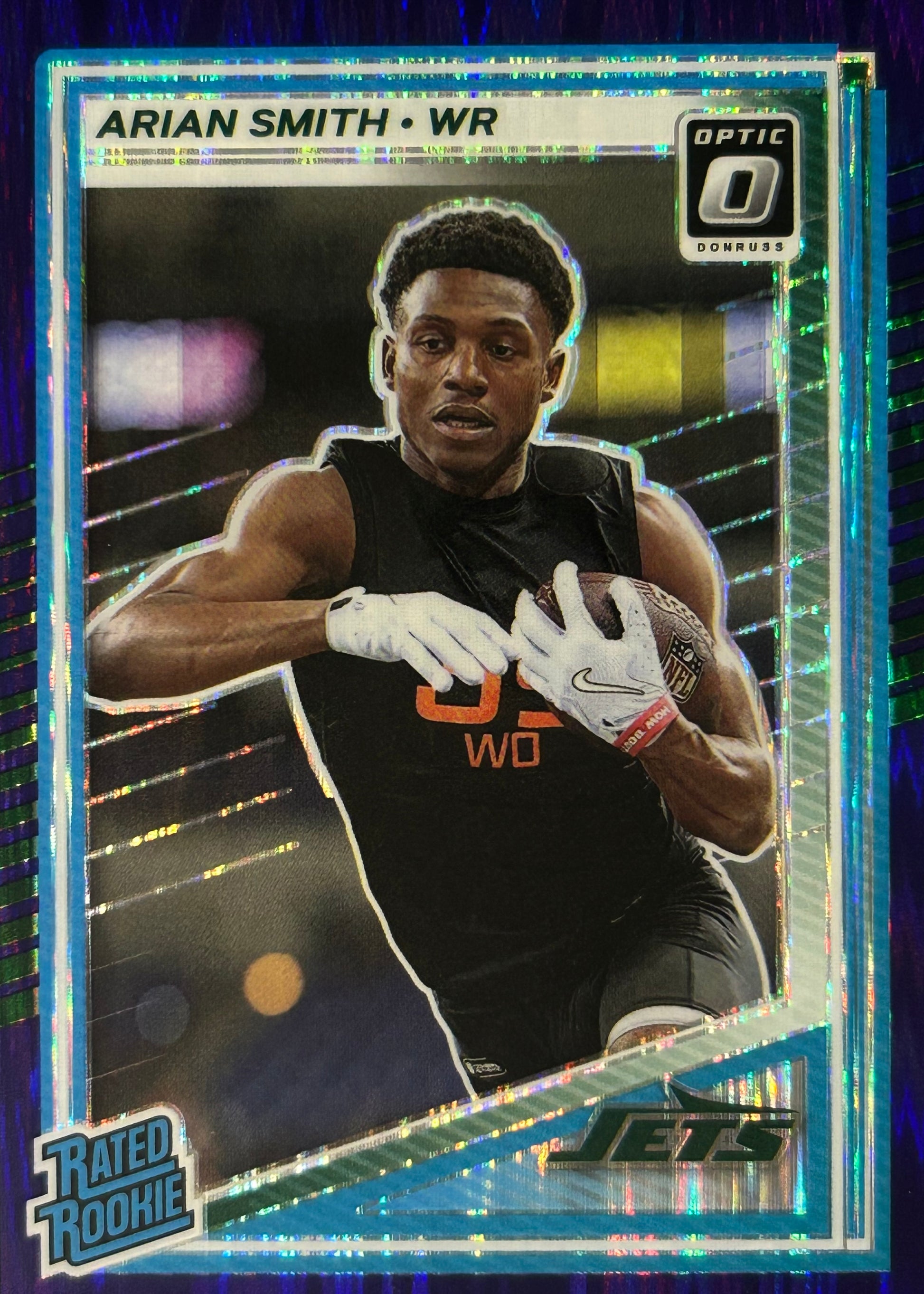 Arian Smith Optic Purple Shock Rookie Jets Sports Card