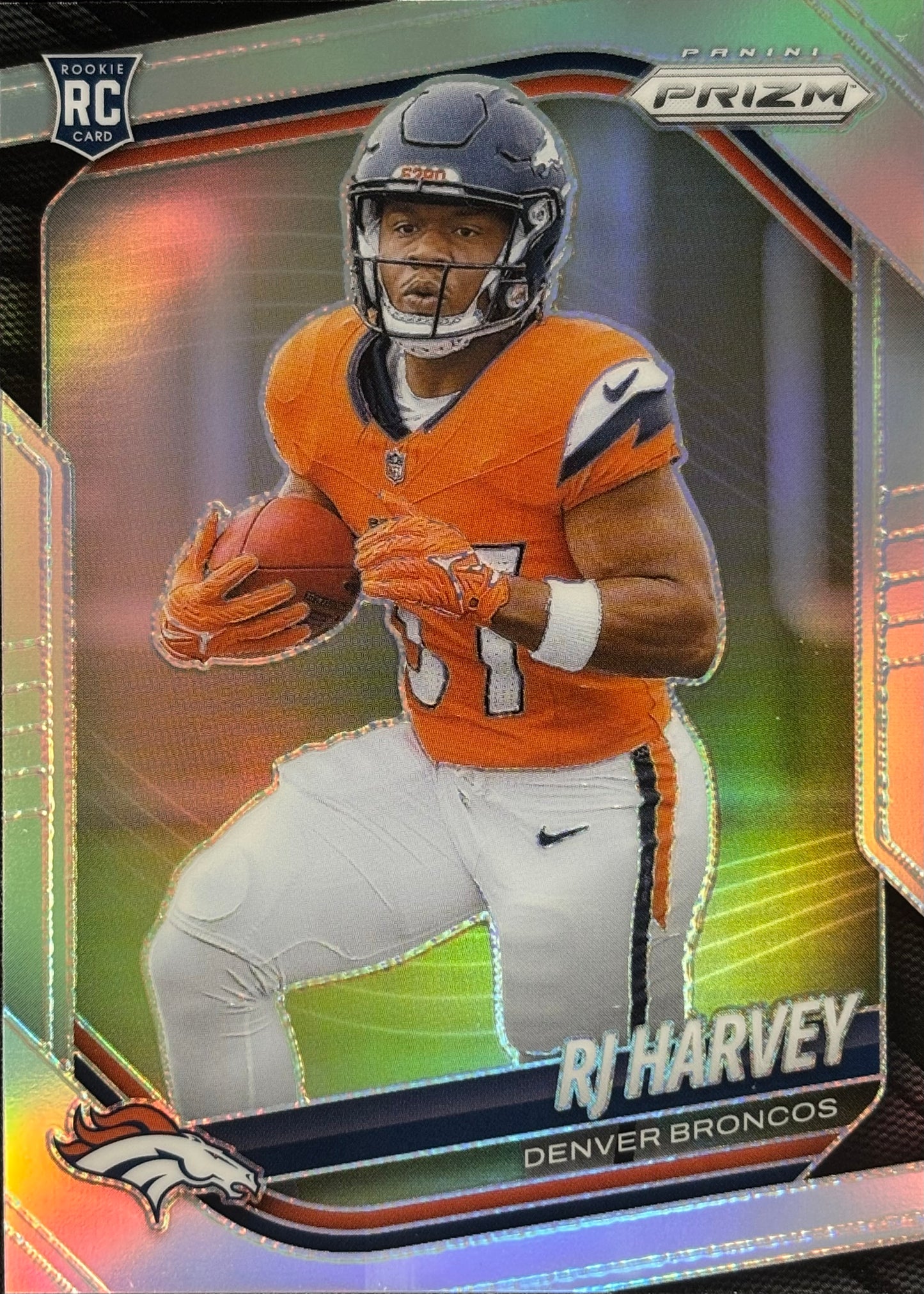 RJ Harvey Prizm Silver Rookie Broncos Sports Card