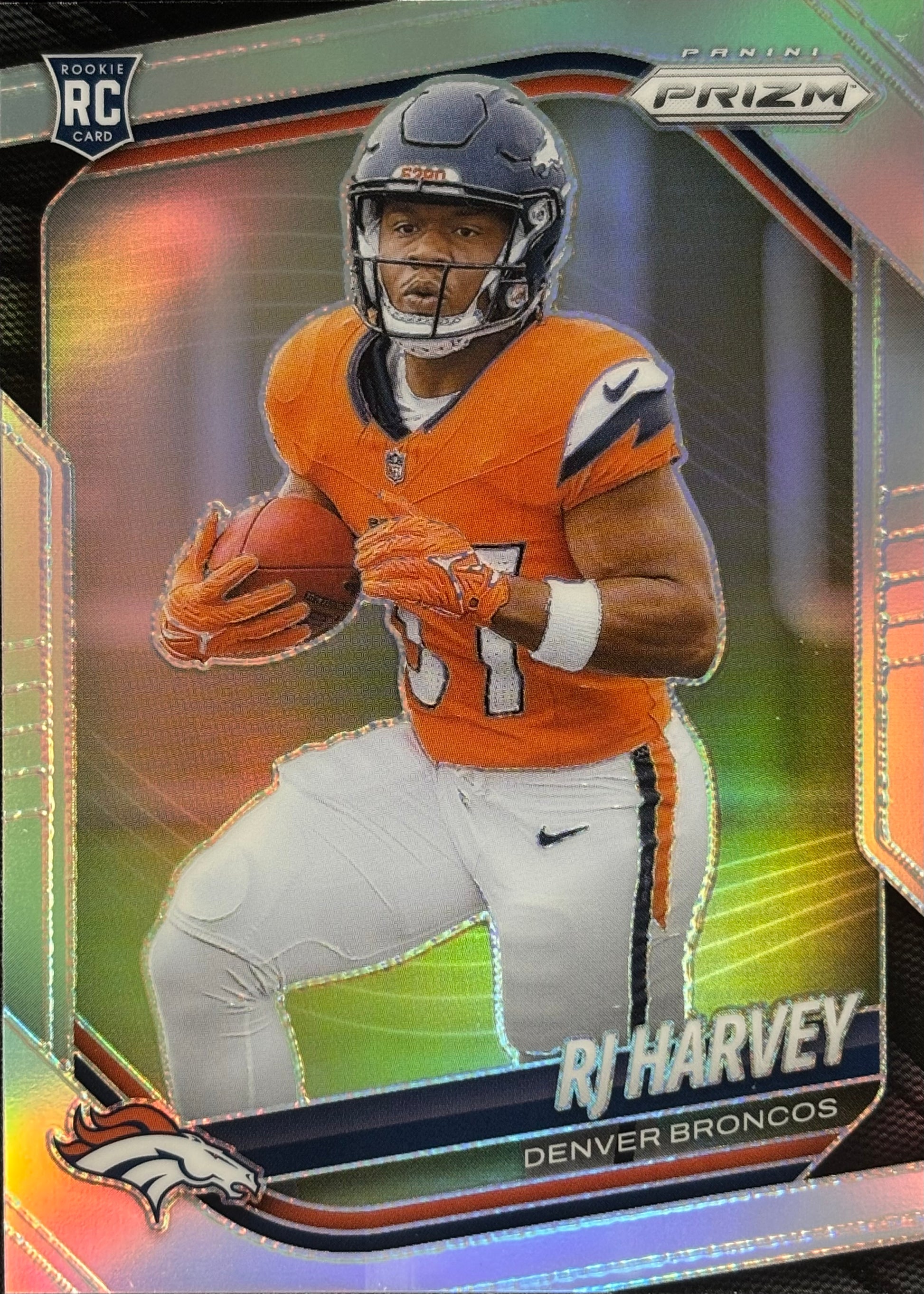 RJ Harvey Prizm Silver Rookie Broncos Sports Card
