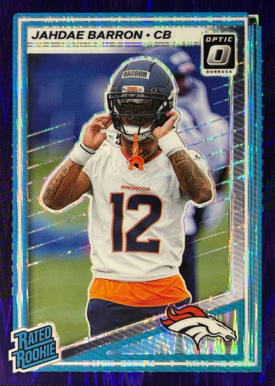 Jahdae Barron Optic Purple Shock Rookie Broncos Sports Card