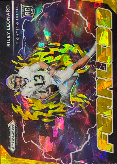 Riley Leonard Prizm Draft Gold Ice Fearless Rookie Colts