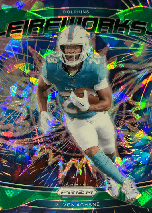 De’von Achane Fireworks Green Ice Rookie Dolphins