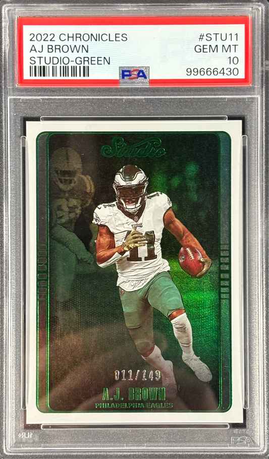 A.J. Brown 2022 Chronicles Studio Green /149 PSA 10 Gem Mt #STU11 Philadelphia Eagles