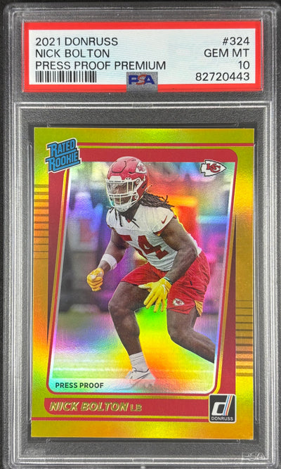 Nick Bolton Donruss Gold Press Proof PSA 10 Rookie Chiefs