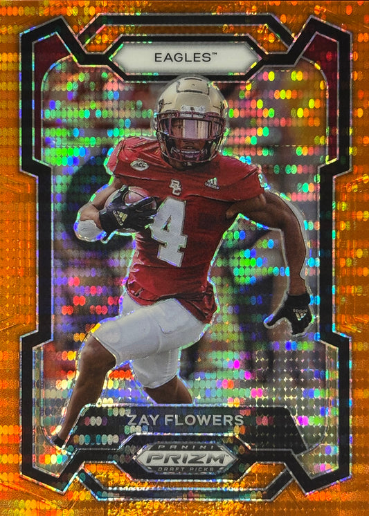 Zay Flowers Prizm Draft Orange Pulsar /49 Ravens