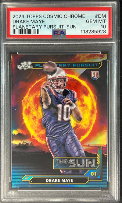 Drake Maye Topps Cosmic Planetary Pursuit-Sun PSA 10 Rookie Patriots