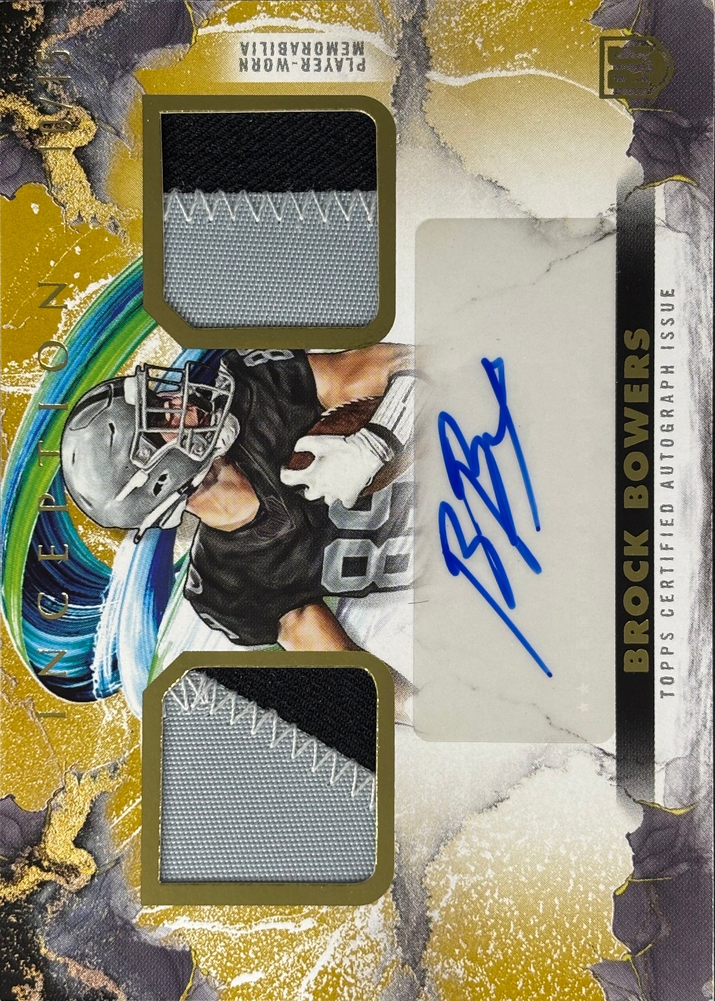 Brock Bowers Inception RPA /15 Rookie Patch Auto Raiders