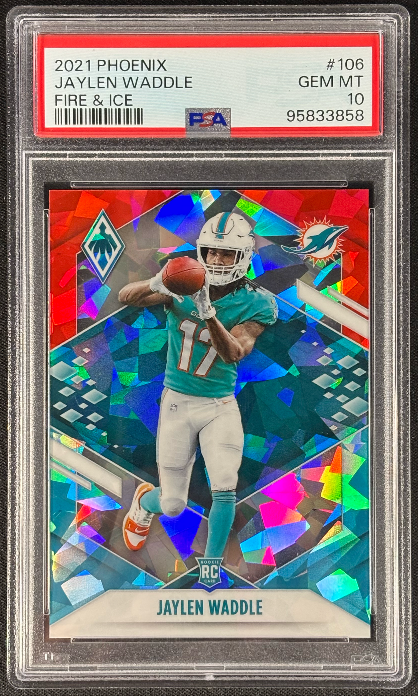 Jaylen Waddle 2021 Phoenix Fire & Ice /50 PSA 10 Gem Mt #106 Miami Dolphins Rookie RC