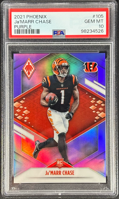 Ja'marr Chase 2021 Phoenix Purple /125 PSA 10 Gem Mt #105 Cincinnati Bengals Rookie RC