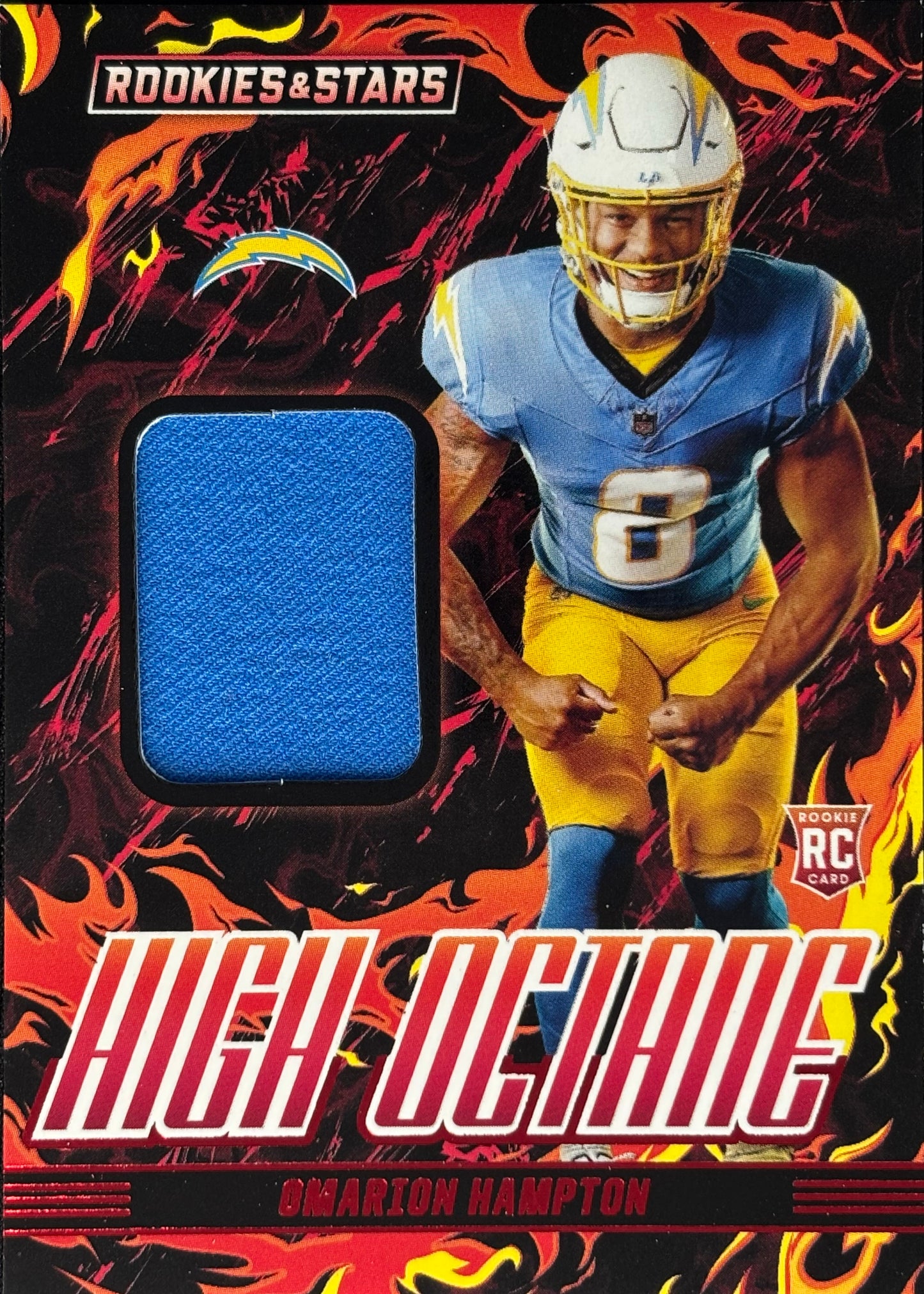 Omarion Hampton High Octane Patch Rookie Chargers Sports Card