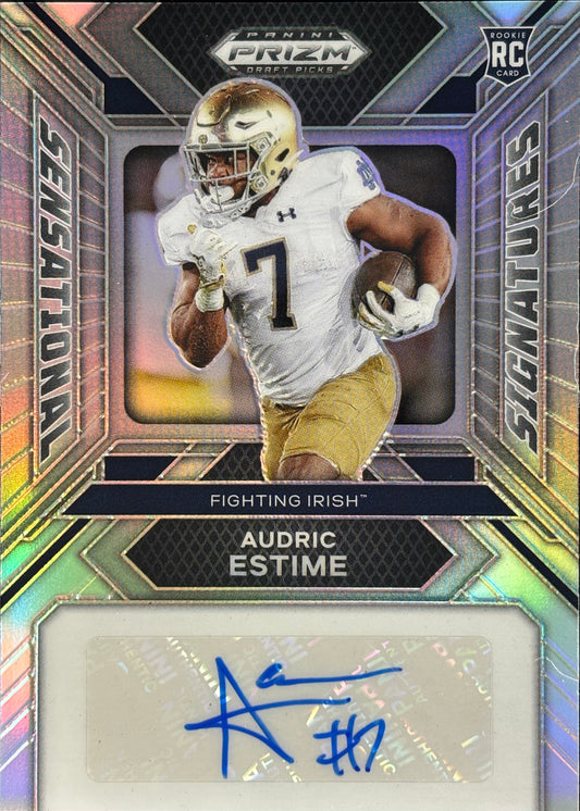 Audric Estime Prizm Draft Auto Rookie Broncos
