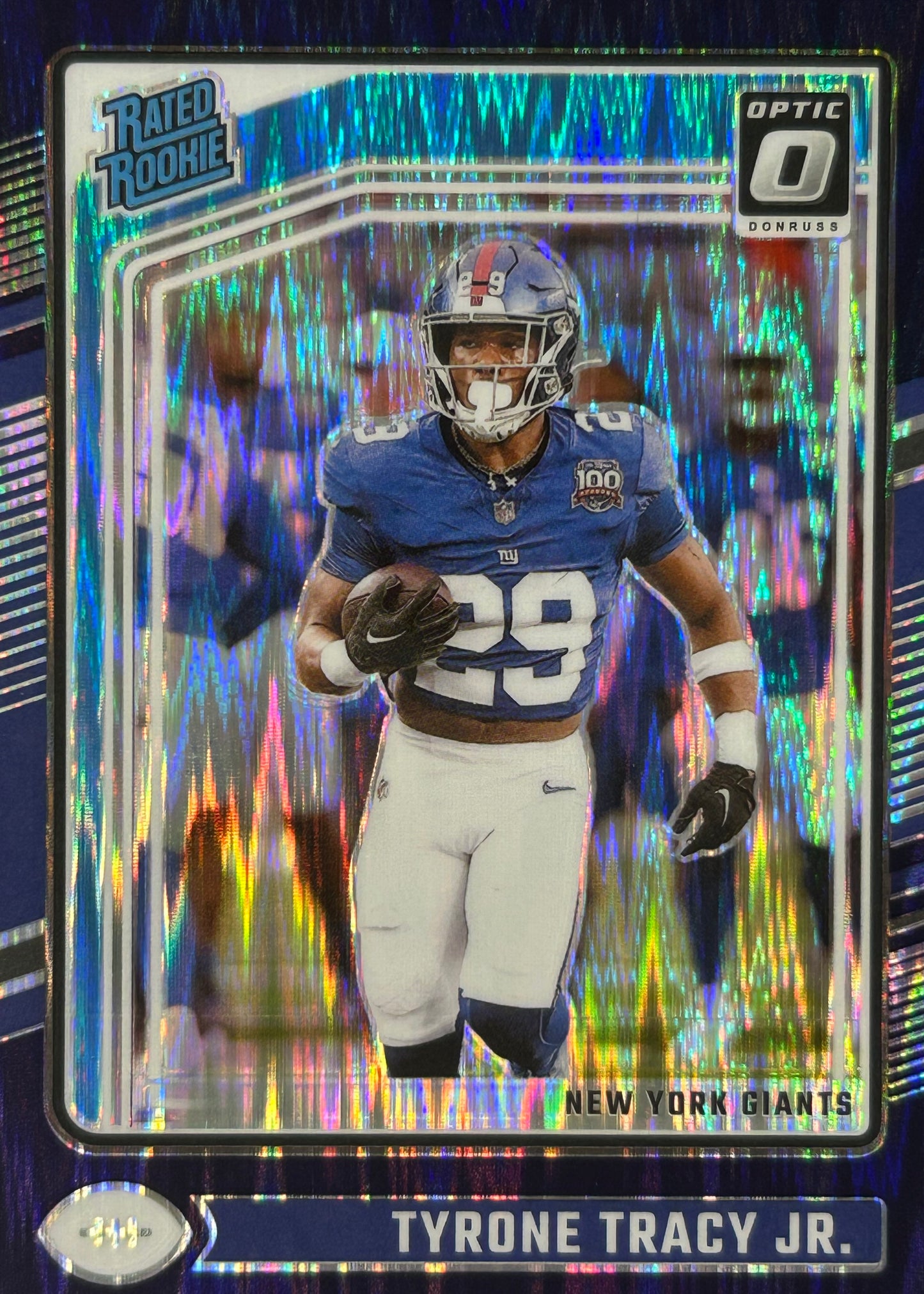 Tyrone Tracy Jr. Optic Purple Shock Rookie Giants Sports Card