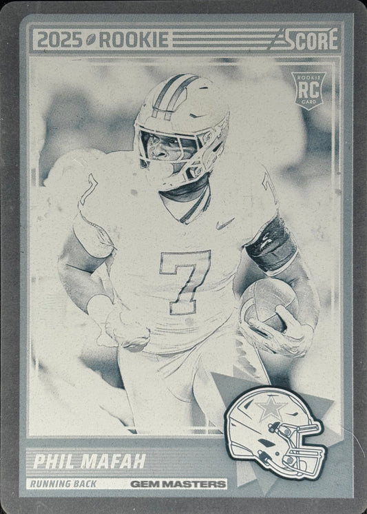 Phil Mafah Score Black Printing Plate 1/1 Rookie Cowboys
