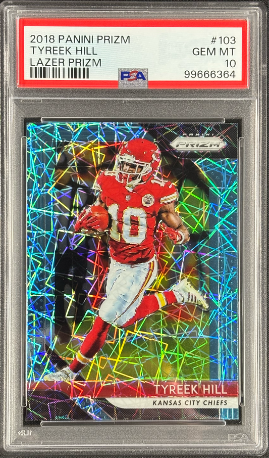 Tyreek Hill 2018 Prizm Teal Lazar PSA 10 Gem Mt Kansas City Chiefs #103