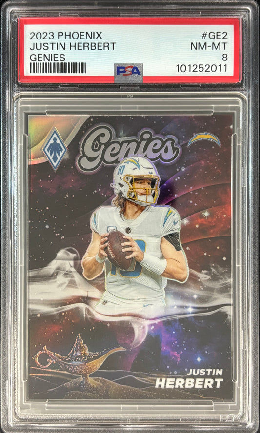 Justin Herbert Mosaic Genies PSA 8 Chargers