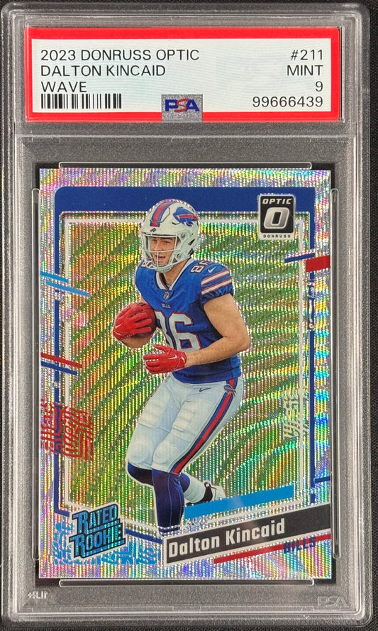 Dalton Kincaid 2023 Optic Wave /300 PSA 9 Mint #211 Buffalo Bills Rookie