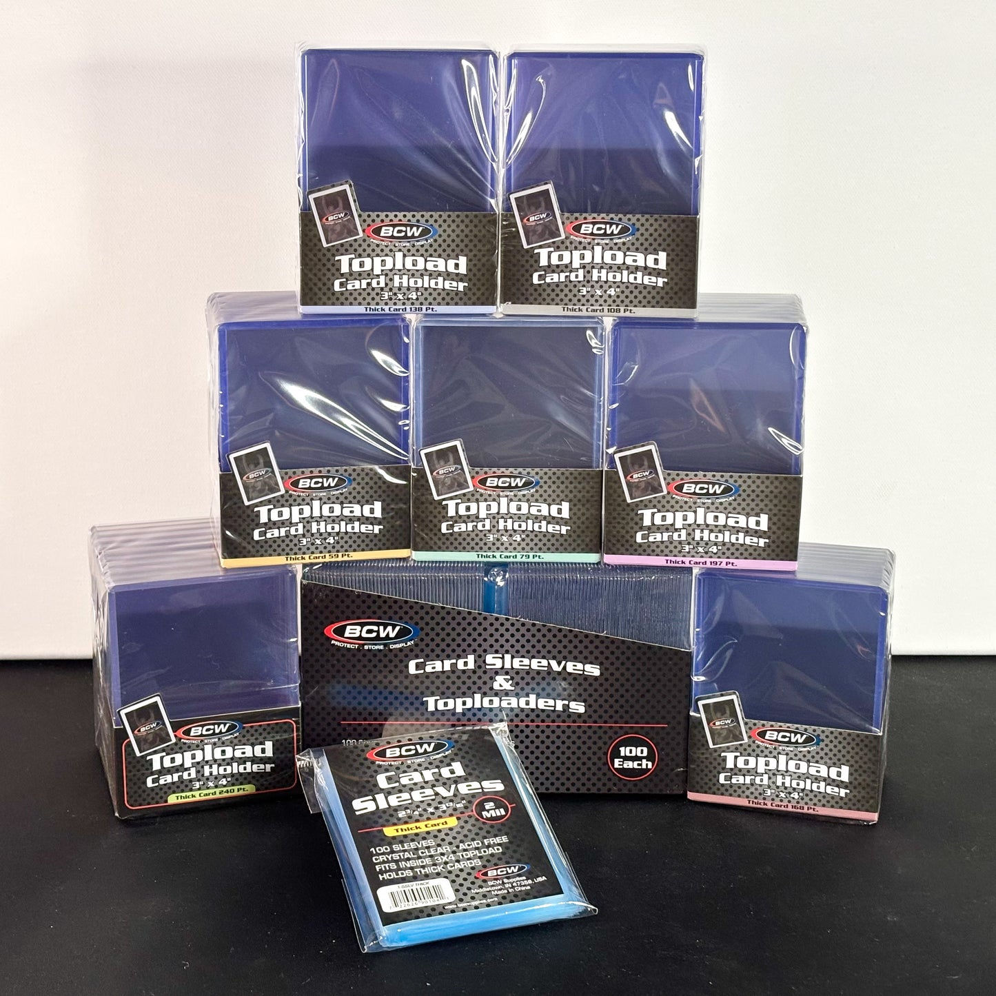 Ultimate BCW Toploader Card Holder Supplies Kit (Thick Toploaders & Sleeves)