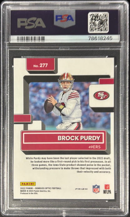 Brock Purdy Optic Purple Shock PSA 8 Rookie 49ers