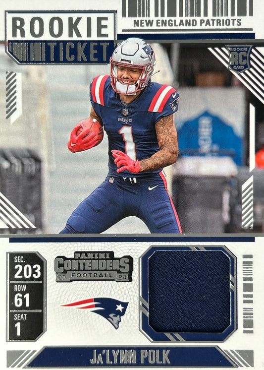 Ja’Lynn Polk Contenders Rookie Ticket Patch Patriots