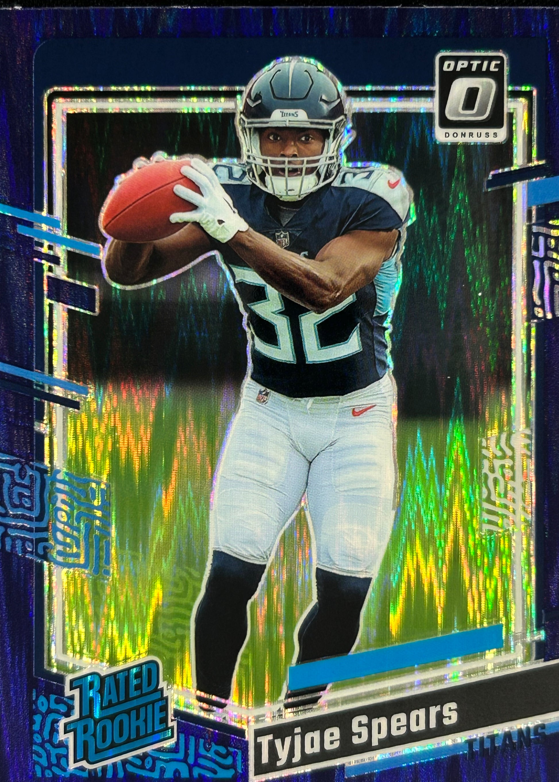 Tyjae Spears Optic Purple Shock Rookie Sports Card