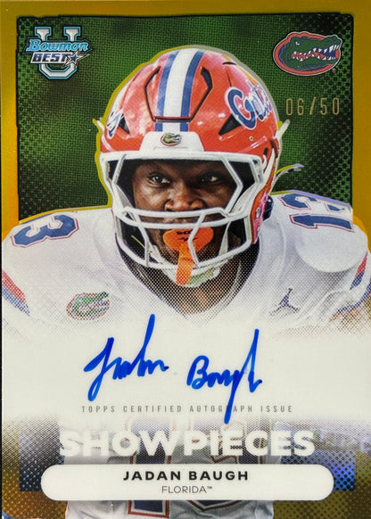 Jadan Baugh Bowman Best Showpieces Gold Auto /50 Florida