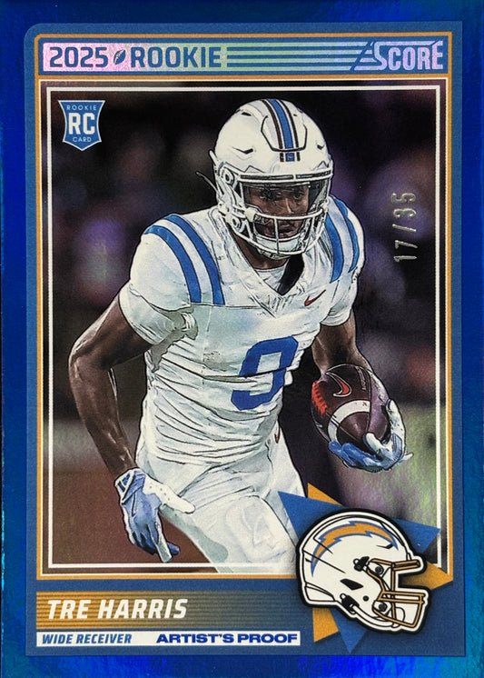 Tre Harris Score Blue /35 Rookie Chargers