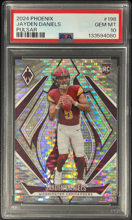 Jayden Daniels Phoenix Pulsar /200 PSA 10 Rookie Commanders