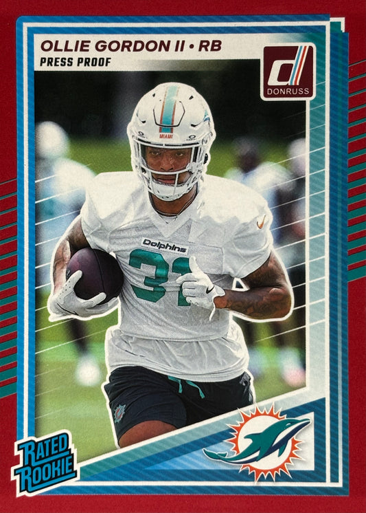 Ollie Gordon Donruss Red Press Proof Rookie Dolphins