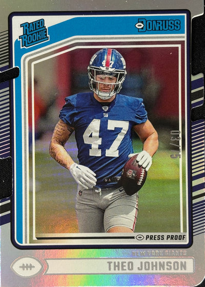 Theo Johnson Donruss Die-Cut /75 Rookie Giants