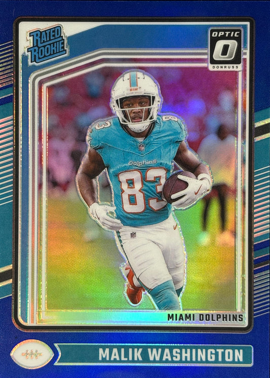 Malik Washington Optic Blue /199 Rookie Dolphins
