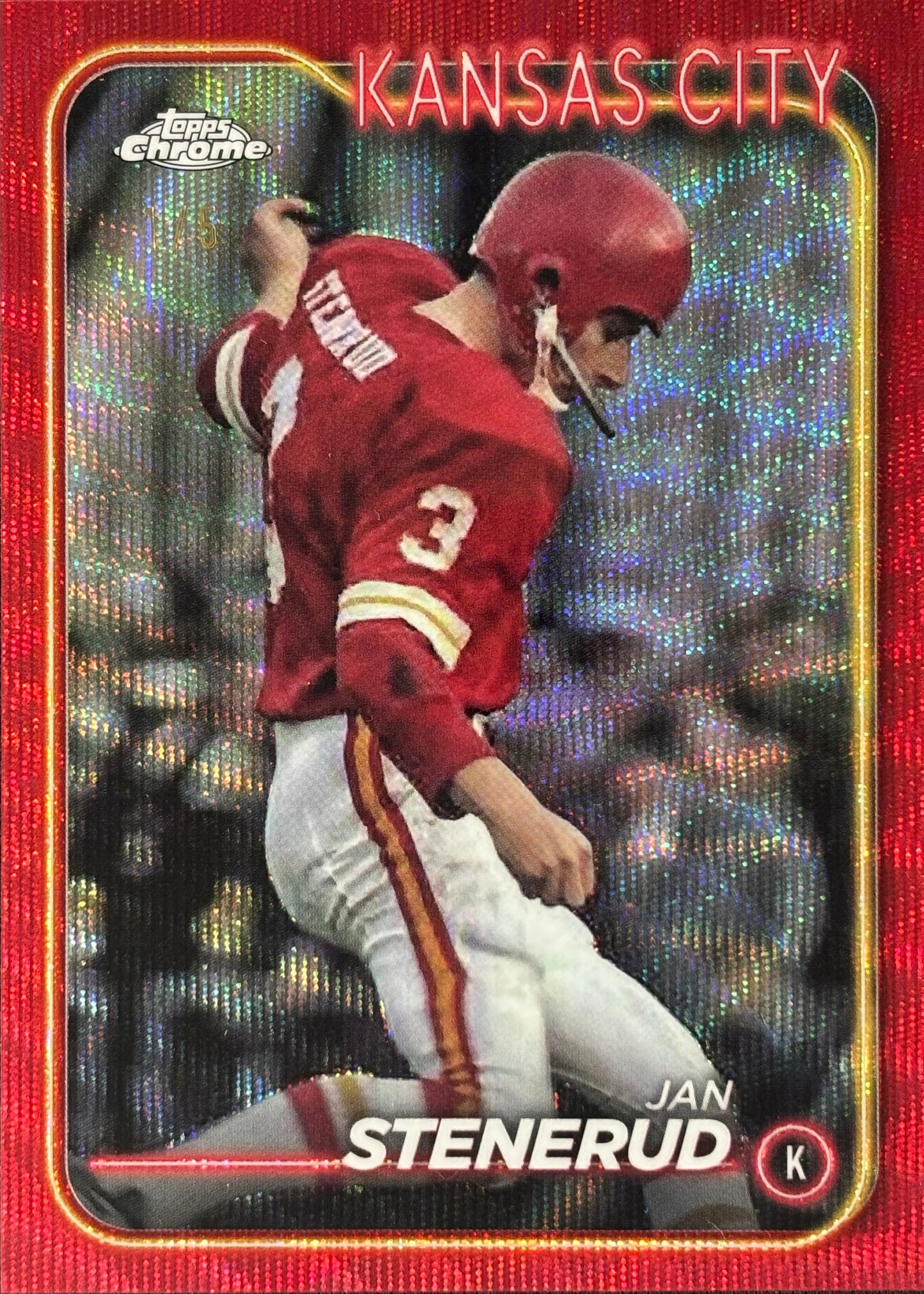Jan Stenerud Topps Chrome Red Wave /5 Chiefs