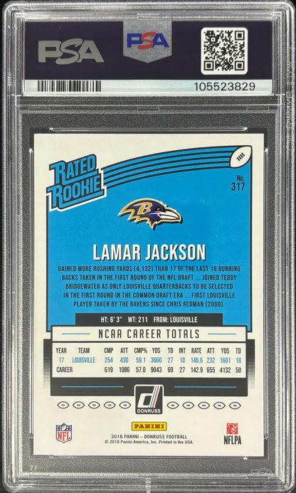 Lamar Jackson Donruss Blue Press Proof PSA 8 Rookie Ravens