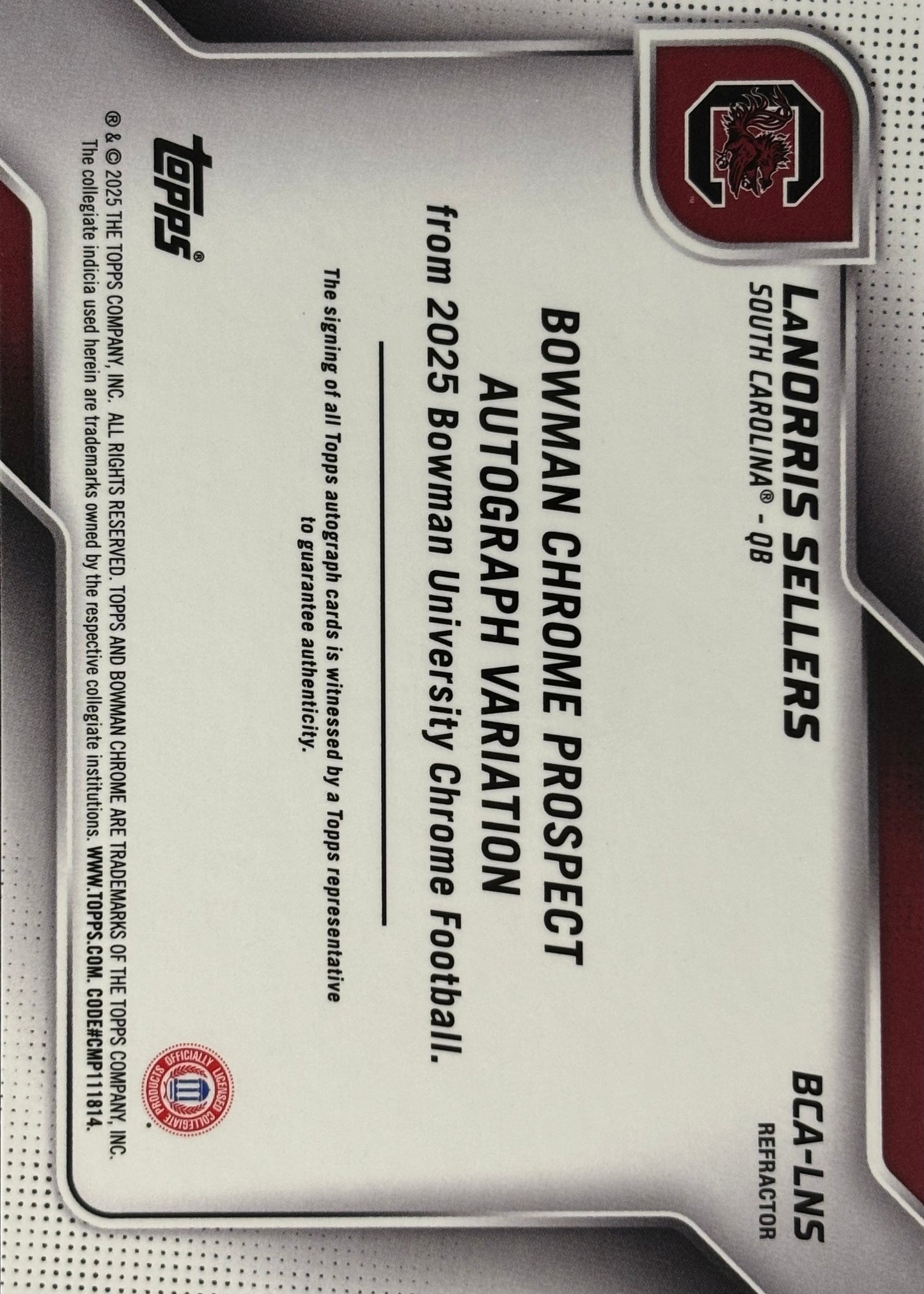 *Damaged* LaNorris Sellers Bowman U Chrome Refractor Auto /299