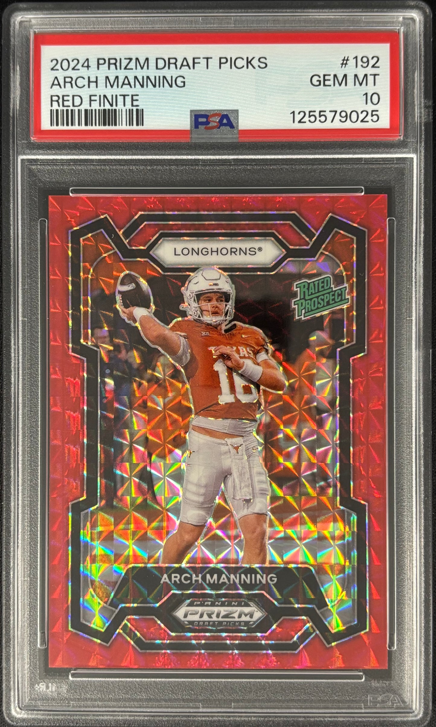 Arch Manning Prizm Draft Red Finite /125 PSA 10 Rated Prospect