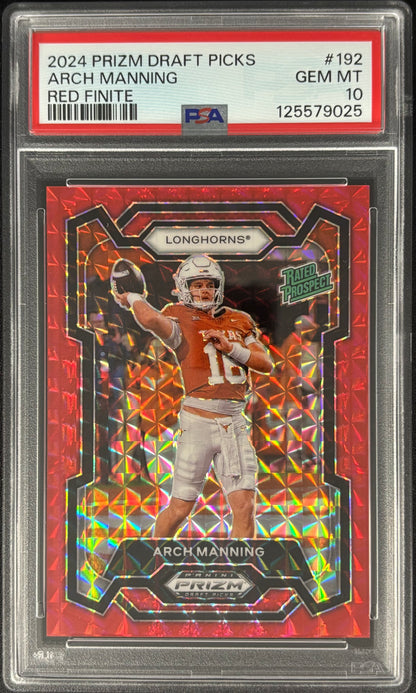 Arch Manning Prizm Draft Red Finite /125 PSA 10 Rated Prospect