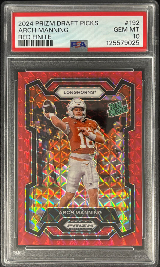 Arch Manning Prizm Draft Red Finite /125 PSA 10 Rated Prospect