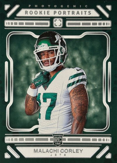 Malachi Corley Photogenic Rookie Portraits Jets Sports Card
