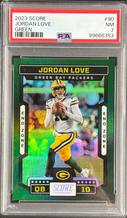 Jordan Love 2023 Score Green /6 PSA 7 NM Green Bay Packers #90