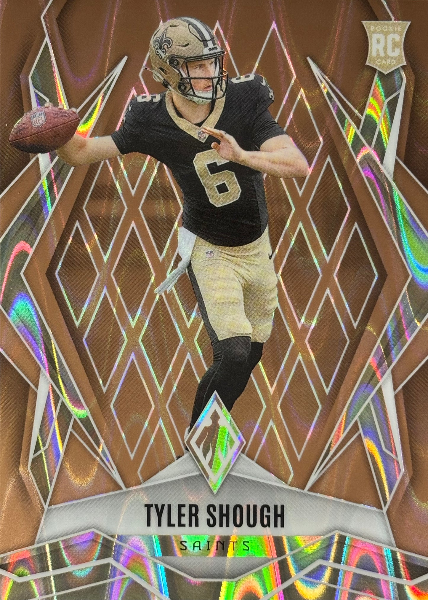 Tyler Shough Phoenix Bronze Seismic /15 Rookie Saints